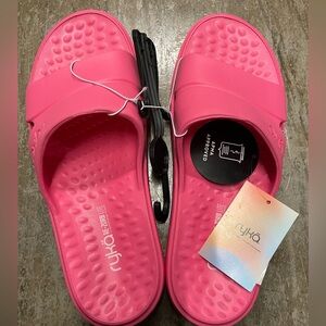Ryka Women’s Restore Slides Slip-On Cushioning Foam Pool Sandals Pink Size 10